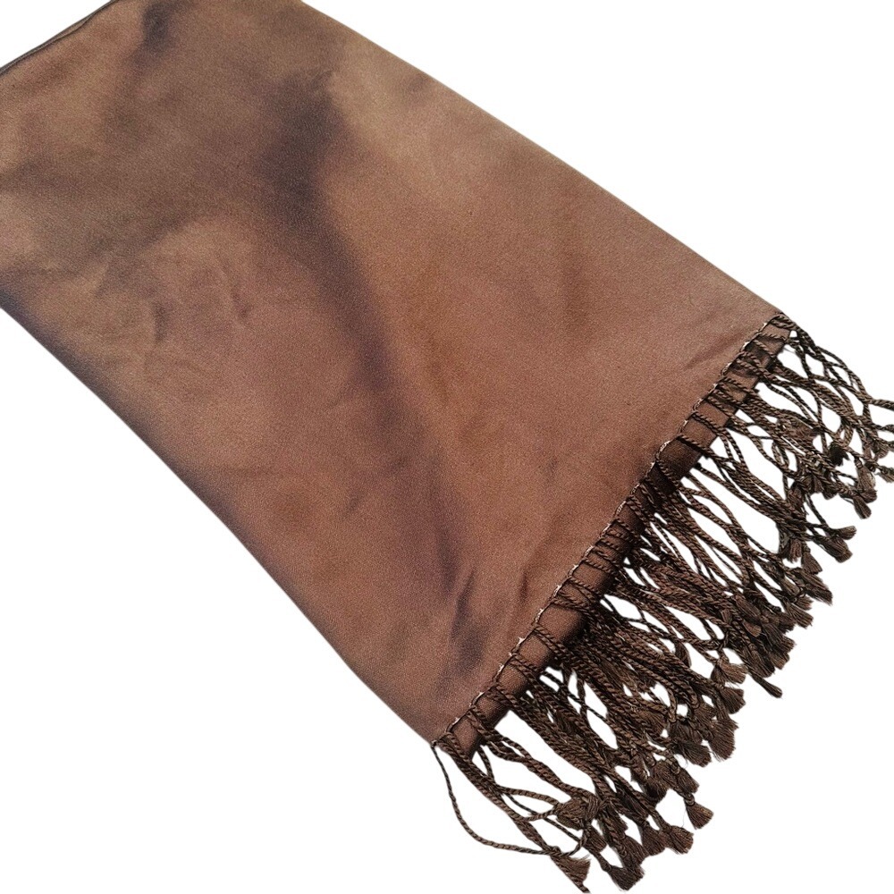 Forth & Towne 100% Silk Pashmina Scarf Women's Brown Career Classic‎ Preppy NWOT